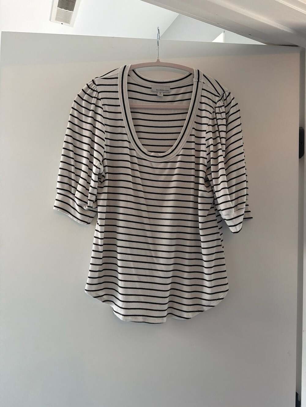 Allison Joy Striped Scoop Neck Puff Sleeve T-Shirt